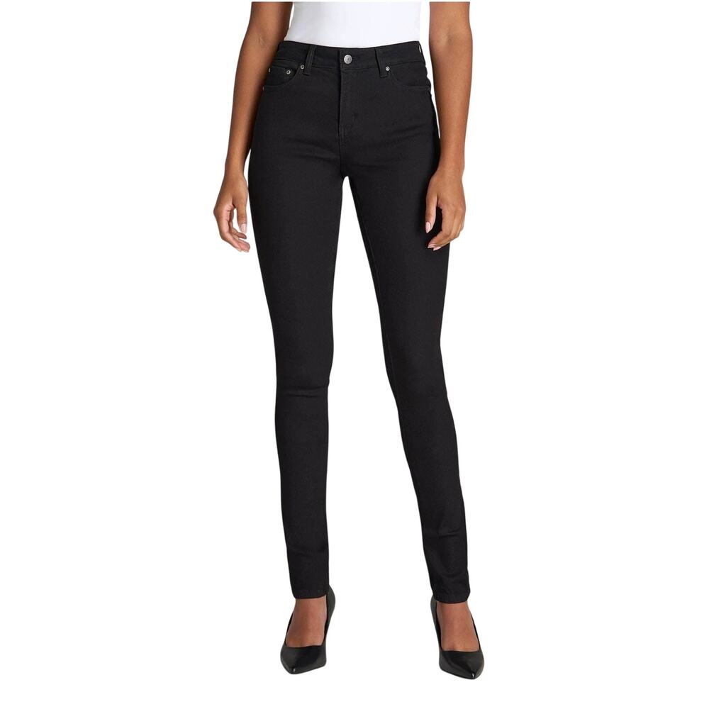 American Tall Black Jeans Sarah Mid Rise Skinny Black Stretch Denim NWT 27x35